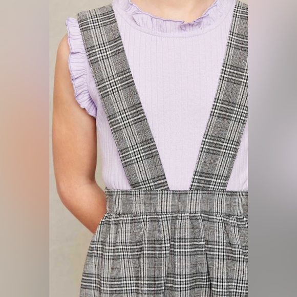 Girls Tiered Glen Check Overall Dress - Picture 4 of 5